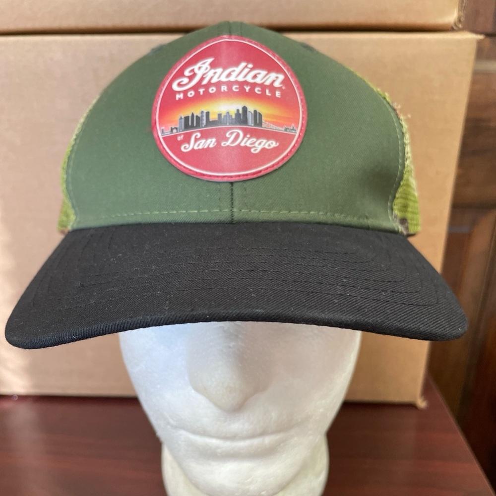 Indian Motorcycle San Diego Camo Mesh SnapBack Trucker Hat Cap Logo Adjustable